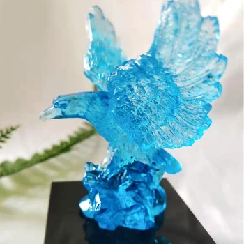 Nové 3D Ručné Modrý Orol Figúrky Miniatúry Tabuľka Dekoračné Sklo Zvierat Remesiel Domáce Dekorácie, Doplnky, Darčeky