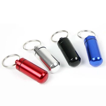 6 x Prenosné, Nepremokavé Hliníkové Pilulku Box Prípade Drog Fľaša Medicíny Držiteľ Kontajner Pre Vonkajšie aplikácie Keychain