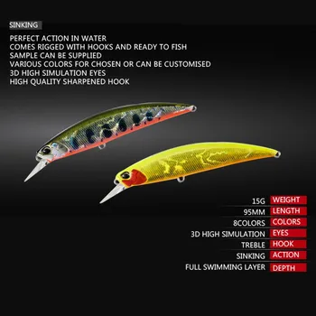 Lubit realis jerkbait 95 mm 15 g Wobblers ryuki 95 pevného návnadu Minnow Japonsko potopenie návnad bass fishing lure pre lov šťuky