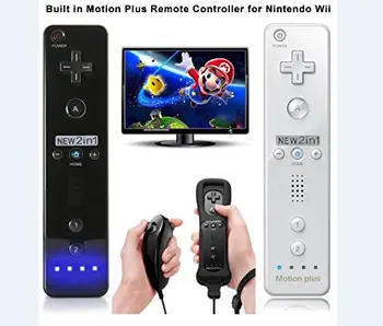 2 v 1 Bezdrôtový Diaľkový ovládač Vstavaný Motion Plus +Nunchuck +Silikónové puzdro Tlačítkový Ovládač Video Hra na Nintendo Wii