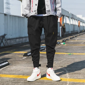 Muži Black Joggers Nohavice Letné 2020 Mens Veľké Vrecká Ankel Cargo Nohavice Muž Jar Streetwear Nohavice Tepláky