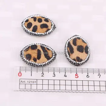 6pcs Leopard kameň Šperky Korálky Drahokamu Crystal Spevnené Oválne Konektor Korálky