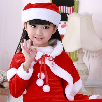 Vianočný Kostým Santa Claus s Klobúk Cape šaty, Obleky detí dievča Vianočnými Dekoráciami Rekvizity Oblečenie, Oblečenie Sady Vianočný Set