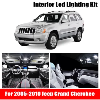 12pcs Auto Príslušenstvo, Biele Interiérové LED Žiarovky Balík Kit Pre 2005-2010 Jeep Grand Cherokee Mapu Dome batožinového priestoru Lampa