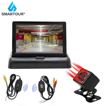 Smartour 4.3 Palcový LCD Farebný Displej Auto Zozadu DVD VIDEO Monitor LED Svetlá Nočné Videnie Zálohovanie Chodu infračervené Kamery