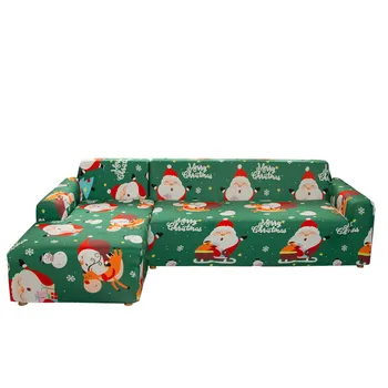 Vianočné Gauč Kryt Santa Claus Gauč Uterák pre Obývacia Izba Elk Gauči Slipcover Bell Vytlačené Elastické Gauči Kryt Vianočný Dekor
