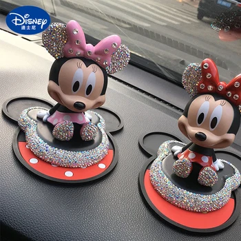 Disney Auto Dekorácie Diamant Ružový Mickey Minnie Kreslený Obrázok Interiérové Doplnky pre Dievčatá Módne Trasie Hlava Bábiky Hračky