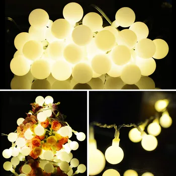 String Svetlá Garland Svete Vlkovcový Loptu Lampa Svadobné Steny Vonkajšie Party Dekorácie Záhrada Street Vianočné Dovolenku Osvetlenie
