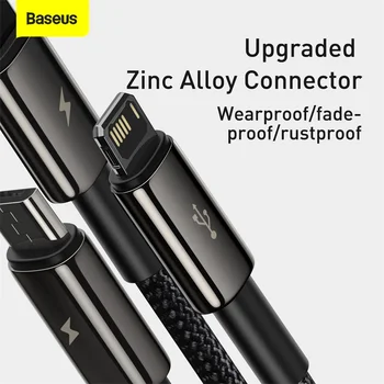 Baseus 3 v 1 USB Typu C Kábel pre iPhone 12 Pro Mini Max Rýchle Nabíjanie Kábel alebo Samsung S20 Xiao Micro USB, C Kábel