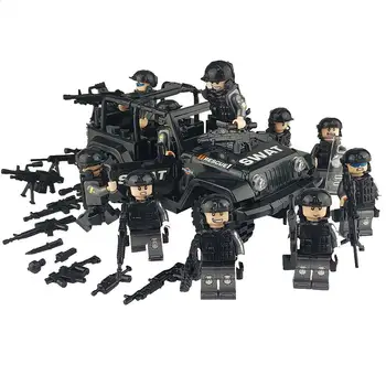 Vojenská Vojaci Špeciálnych Síl Tehly Údaje Auto Zbrane Zbrane Ozbrojených SWAT Stavebné Bloky pre Deti Hračky Kompatibilné Legoings