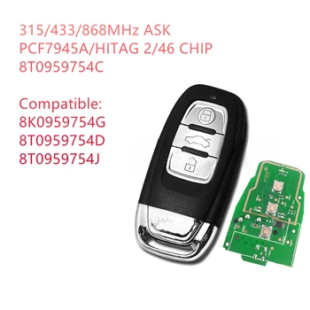 RIOOAK Diaľkové Auto Kľúč pre llavero chave smart Au di A4 A5 A7 A8 S4 RS4 S5 RS5 O5 8T0959754C 8K0959754G 8T0959754 J 8T0 959754D