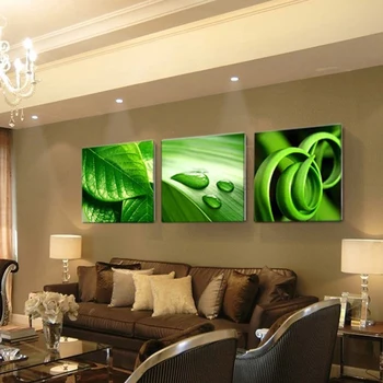 3 Panel Zelený listový zelený život Plátno na Maľovanie olejomaľba Tlač Na Plátno Home Decor Art Stenu Obrázok Pre Obývacia Izba bez rámu