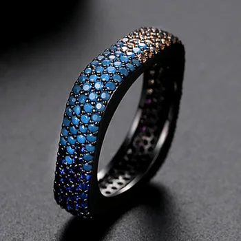 Zlxgirl šperky zmiešané farby mirco spevnené zirkón žien snubné prstene, šperky vysokej kvality medi prst krúžky anel aneis