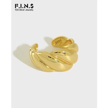 F. I. N. S kórejský Hladké S925 Šterlingov Strieborné Prstene pre Ženy INY 2020 Nový Twist Otvorená Manžeta Prst Prstene Zlato, Striebro, Jemné Šperky