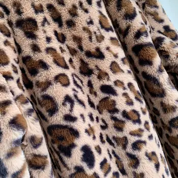 Ženy Leopard Tlač Bunda Umelú Kožušinu Bunda Voľné Stredne Dlhý Baránok Kabát Dlhý Rukáv Bežné Kožušinový Kabát Vrchné Oblečenie Top Kabát Zimný