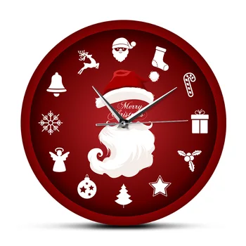 Červená Veselé Vianoce Prúd reloj de porovnanie Sledujte Nový Rok, Santa Doložka Farebné Tlač Akryl Slient Non-Tikot Nástenných Hodín,
