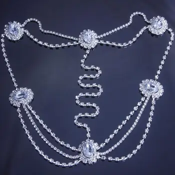Bohemian Crystal Head Reťazca Indické Šperky Nevesta Svadobné Doplnky do Vlasov Drahokamu Čelo Reťazca hlavový most pre Ženy