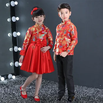 Deti Čína Šaty Tang Čínske Tradičné Odevy Bunda Kostým, Nohavice Pre Dieťa, Chlapec, Dievča Oblečenie