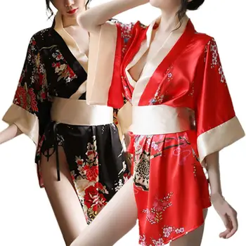 Ženy Sexy spodnú Bielizeň Japonské Kimono Kvetinový Župan Yukata Cosplay Nightgown Jednotné M7DD
