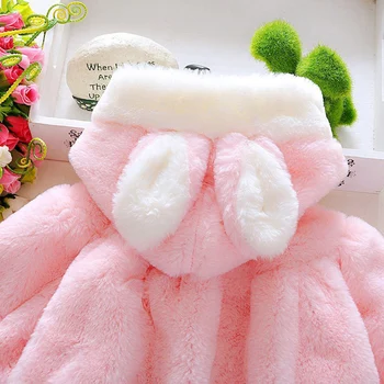 Roztomilé Dieťa Dievča Plus Cashmere Kabát Pre Batoľa Detská Rabbit Modelovanie Princezná Kabát 2020 Zimné, Baby, Deti, Teplé Oblečenie