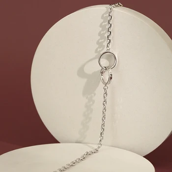 F. I. N. S Kórea Štýl Geometrické Prešiel Dvojitý Kruh Náramok 925 Sterling Silver Chain Náramky pre Dekoráciu, Jemné Šperky
