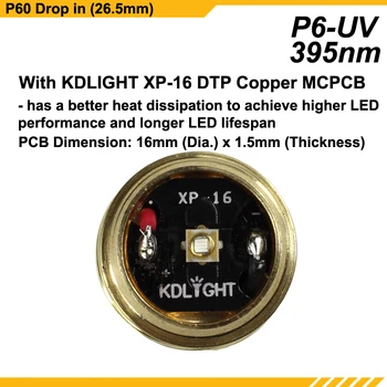 KDLITKER P6-UV UV365nm UV395nm 3V - 12V 1-Režim UV P60 Drop-in (Dia. 26.5 mm)