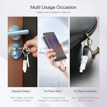 FLOVEME 3 v 1 Mini Kľúčom USB Kábel Micro USB, Typ C Pre iPhone, iPod Rýchlo Nabíjačka Synchronizáciu Údajov Nabíjací Kábel Cabo Kábel Cabel