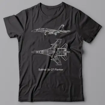 Kvalita Topy Lumbálna Tees Vojenské T-Shirt Ruské Lietadlo Fighter - Suchoj Su 27 Flanker Plán F16 F22Custom Tričko Tlač