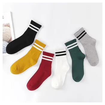 Jeseň zima trubice bavlnené ponožky žena Japončina kórejčina módne príliv potu-priedušné absorpčné college vietor dva-bar dámy ponožky