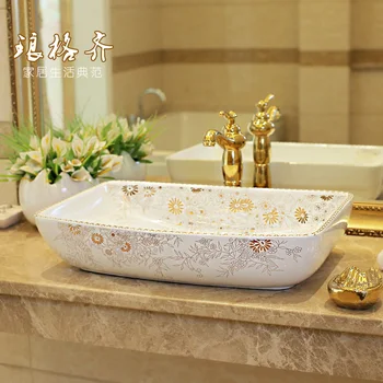 Jingdezhen keramické umývadlo, umenie umývadlo gold Chryzantéma