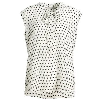 Silviye Hodváb Polka Dot vybavené top žien hodvábna stuha tričko, vesta bez rukávov T-shirt blusas mujer de moda 2020