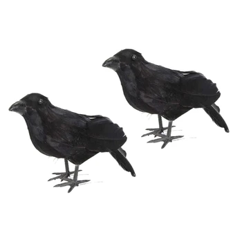 2x Realisticky Black Crow Vták Socha Raven Model Strom Ornament Vtákov Odpudzujúce