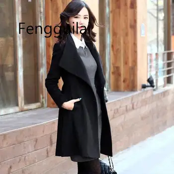 FENGGUILAI ženy kabáty bundy zimné bundy kórejský dlhá srsť žena hrubé casaco feminino khaki čierna sivá