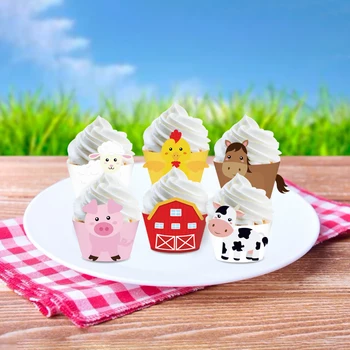 618 Predaj Baby Sprcha Hospodárskych Zvierat Cupcake Hranice Roztomilý Tortu Wrapper Deti, Narodeniny, Party Dekorácie Cartoon Zvieratá Strana Dodávky