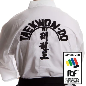 Nová Biela Ultralight Priedušná ITF Schváliť Taekwondo Asistent Jednotné master Doboks S Dizajnom Výšivky Kimono vyhovovali 1-6 Dan