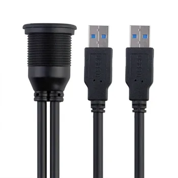USB 2.0 Port Samec Samica Predlžovací Kábel Nepremokavé Flush Mount Dual USB Dock Adaptér Tabuli Pan pre Auto, Motocykel