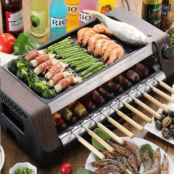 Kórejské Barbecue Stroj Bezdymového Elektrický Gril BBQ Kebab Gril Stroj Automatické Otáčanie Nie je Lepkavý Rotisserie Stroj 220V