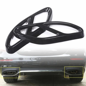 Čierne Auto Zadné Výfukové Šál Kryt Nálepky Tvarovanie Pre Mercedes-Benz CLA Triedy C117 2016 2x otvory Šál Kryt Výbava