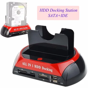 Multifunkčné HDD Card Reader Dokovacej Stanice Dual USB 2.0 2.5