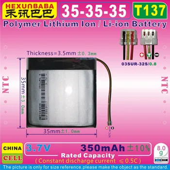2ks [T137] 3,7 V 350mAh [353535] NTC;Polymer Li-ion batérie pre bezdrôtové bluetooth slúchadlá slúchadlá Beats Solo 2.0 AEC353535
