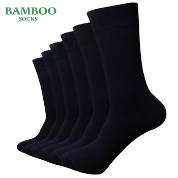 Match-Up Mužov Bambusu Tmavo Modré Ponožky Priedušná Anti-Bakteriálne muž, Business Šaty Ponožky (6 Párov/Lot)