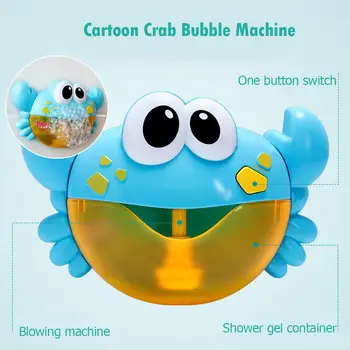Bublina Stroj Kraby Hudba, Svetlo, Elektrické Bublina Maker Baby Detský Vonkajší Bazén Vaňou Mydlo Stroj s Hudbou Vodný Hračka Roztomilý
