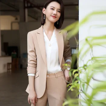 Business office suit žien vyhovovali 2019 nové módne jedno tlačidlo sako Profesionálne nohavice vyhovovali žena Zimné oblečenie pre ženy