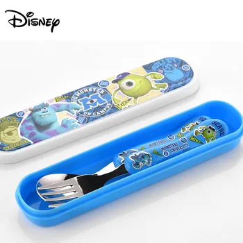 Disney detský riad z nehrdzavejúcej ocele dieťa lyžice prenosné naučiť sa jesť lyžicou dieťa školenia lyžice vidlica nastaviť