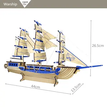 Drevené 3D Puzzle Pirátska Plachetnici Model Laserové Rezanie Montáž vojnová loď Loď deti Hračka Drevené Hobby Ručné Mechanické pre Deti