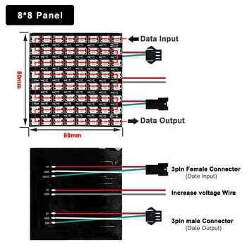 WS2812B RGB 5050 SMD Flexibilné 8x8 16x16 8x32 Pixel Panel Matrix Displej WS2812 IC Led Modul Individuálne Adresovateľné DC5V
