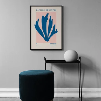 Vintage Matisse Výrez Modrá Štýl Abstrakt Plagát Plátno Tlačiť Múr Umenia Maľby Nordic Domáce Dekorácie Obrázok Pre Obývacia Izba