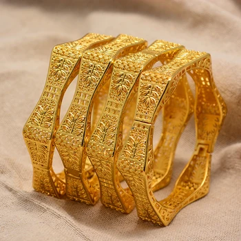 4Pcs Dubaj Arabských pšenica Zlatá Farba Náramok&Prívesky pre Ženy, Dievča Islamu, Moslimov Arabskom Blízkom Východe Svadobné Medené Šperky Náramok