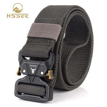 HSSEE úradný autentické mens vojenské nylon, pás pevný kovový rýchloupínacou prackou armády pás non-slip soft real nylon športové pásu