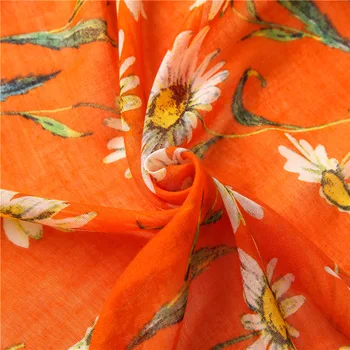 2020 Ženy Móda Orange Kvetinový Strapec Viskózový Šál Šatku Španielsko Luxusné Tlač Pashminas Nylónový Bufandas Moslimských Sjaal 180*90 cm